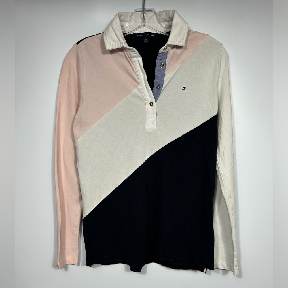 Tommy Hilfiger Sweatshirt XS Pink/Navy/White Colorblock Long Sleeves